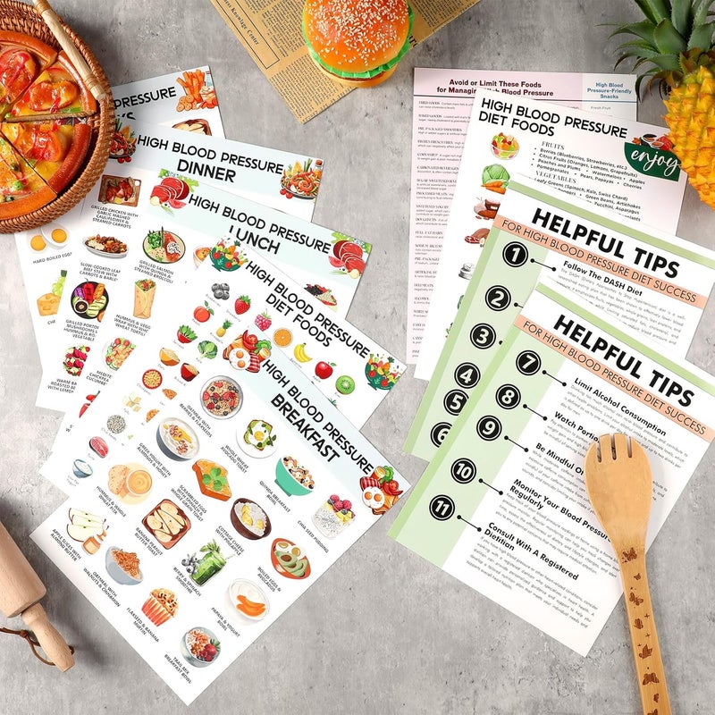 Sinload 12 Pcs High Blood Pressure Meal List Poster Hypertension Diet Food List Plan High Blood Pressure Grocery Shopping Guide Chart - Image 3